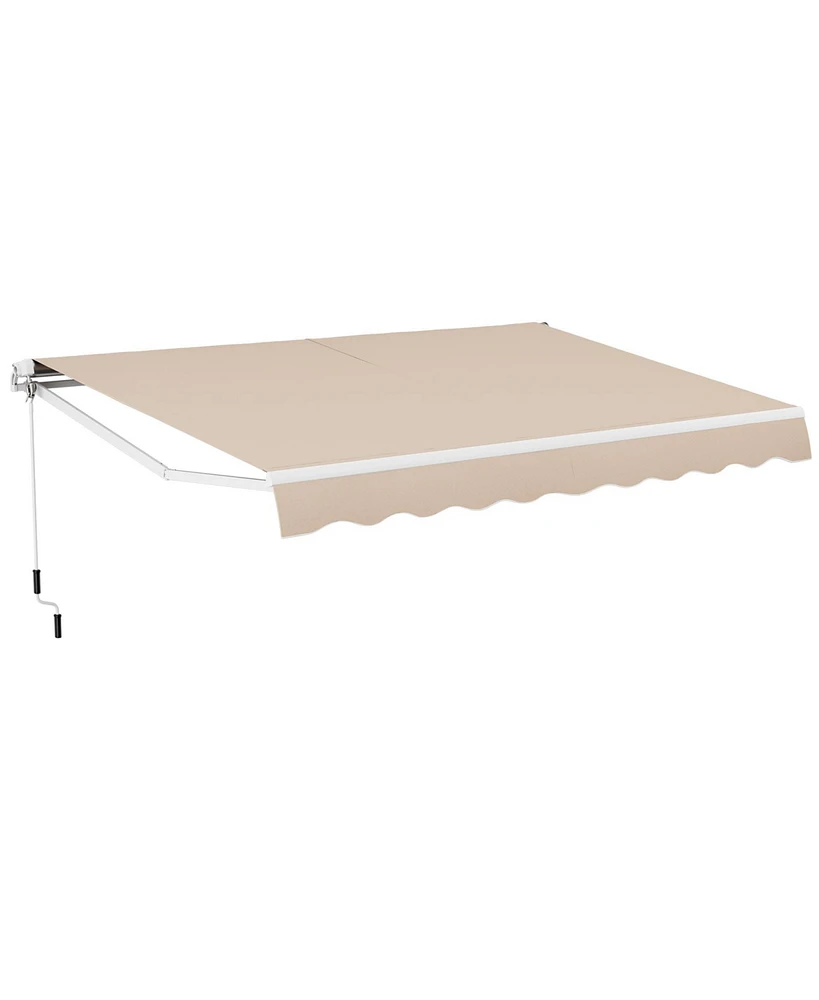 Givimo 13 × 8 Feet Retractable Patio Awning Aluminum Deck Sunshade-Beige