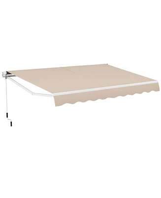 Givimo 13 × 8 Feet Retractable Patio Awning Aluminum Deck Sunshade-Beige