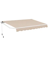Givimo 13 × 8 Feet Retractable Patio Awning Aluminum Deck Sunshade-Beige