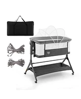 Height Adjustable Bedside Sleeper Baby Crib with Storage Bag