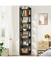 Tribesigns 78.7 Inch Extra Tall Narrow Bookshelf, 7 Tier Skinny Bookcase for Small Spaces, Freestanding Display Shelves