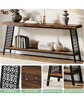 Tribesigns 70.9" Extra Long Console Table, 2-Tier Sofa Table with Storage, Industrial Entryway Table Behind Couch, Narrow Hallway Table Entrance Table