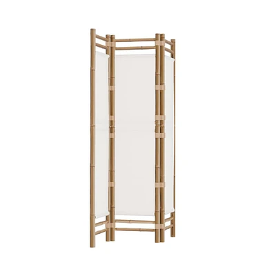 vidaXL Folding 3-Panel Room Divider 47.2" Bamboo and Canvas