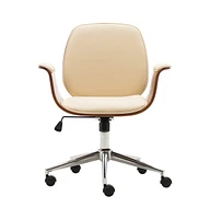 vidaXL Office Chair Cream Bent Wood and Faux Leather