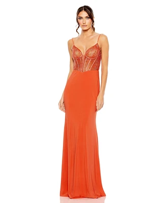 Women's Sweetheart Mesh Embellished Gown