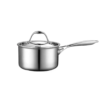 Cooks Standard 1.5 Quarts Multi-Ply Clad Saucepan with stainless steel lid, Silver