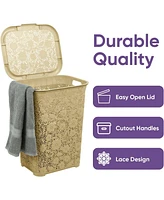 Superio Elegant Lace Hamper 50 L Beige Laundry Hamper & Organizer