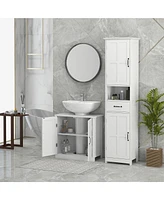 Bathroom Sink Cabinet, Pedestal Sink Cabinet with Adjustable Shelf, White