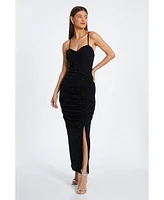 Quiz Women's Hotfix Mesh Strappy Maxi Dress