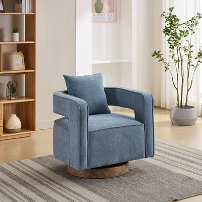 Streamdale Furniture Modern Comfy Accent Chair with Swivel Base and Open Back