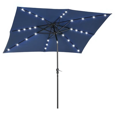 Streamdale Furniture Solar Patio Umbrella: 9' x 7' Led Lighted with Tilt & Crank