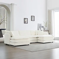 Streamdale Furniture Modern U-Shape Convertible Sofa and Ottomans