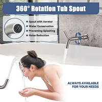 Casainc 10 Inch Wall Mounted Round Shower System Set with Handheld Spray & Tub Spout