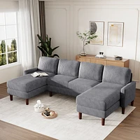 Simplie Fun U-Shaped Sofa with Sponge-Filled Cushion