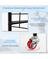Givimo Double Golf Bag Rack with Removable Golf Club Stand and Wheels