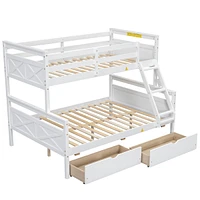 Simplie Fun Twin over Full Bunk Bed with Storage and Safety Features