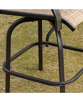 Outdoor Swivel Bar Stools with Armrests (Brown, Set of 2)