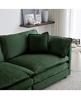 Streamdale Furniture Comfortable Green Chenille Loveseat with Ottoman