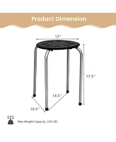 Skonyon 17.5 Inch Set of 6 Portable Plastic Stack Stools with Metal Frame