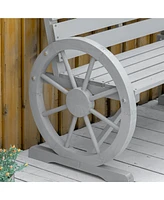 Streamdale Furniture 41" Outdoor Slatted Bench with Backrest, Light Gray