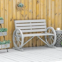 Streamdale Furniture 41" Outdoor Slatted Bench with Backrest, Light Gray