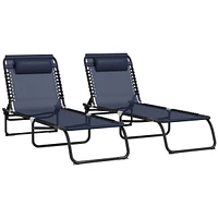 Streamdale Furniture Folding Chaise Lounge Pool Chair Set (2) with Breathable Mesh