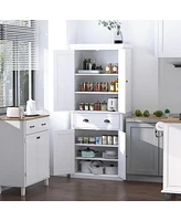 72" White Freestanding Pantry Cabinet with Drawer