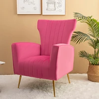 Streamdale Furniture Gold-Leg Velvet Wingback Accent Chair