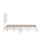 Queen Upholstered Bed with Led Lights and Sparkling Decor