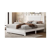 Streamdale Furniture Queen Upholstered Bed with Led Lights and Sparkling Decor