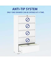 Streamdale Furniture 5-Drawer Lockable Lateral File Cabinet for Home/Office