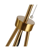 59.75" Standing Floor Lamp Fabric Lampshade Steel Tripod, Gold