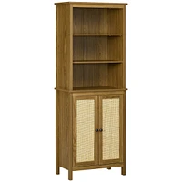 Streamdale Furniture Bookcase with Cabinet and Open Shelves, Tall Bookshelf, Walnut