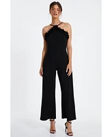 Quiz Women's Scuba Crepe Halter Palazzo Jumpsuit