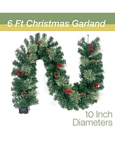 Cowin Christmas Garland with 40 Light and Pine Cones Berry Clusters 6ft