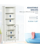 3-Shelf Tall Bathroom Storage Cabinet with Glass Door