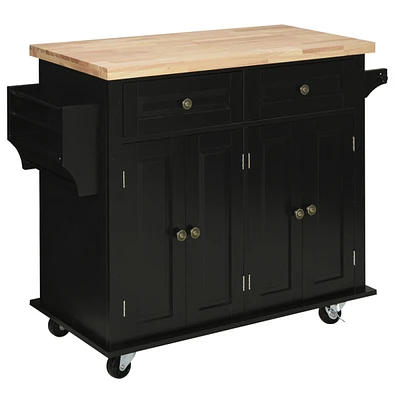 Simplie Fun Compact Kitchen Island on Wheels: Rolling Cart with Essential Storage