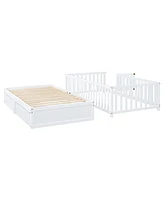 Streamdale Furniture Twin Wood Daybed with Guardrails and Drawers