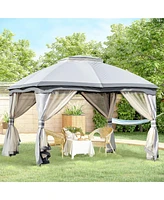 Streamdale Furniture 10' x 12' Outdoor Gazebo w/ Zippered Mesh and Steel Frame