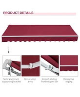 12' Retractable Awning with Aluminum Frame and Uv Protection