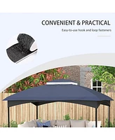10' x 12' Gazebo Canopy Replacement Top, 2-Tier Cover with Drainage (Blue)