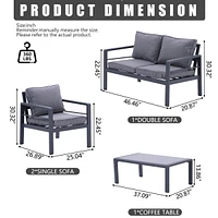 Streamdale Furniture Outdoor Patio Aluminum 4-Piece Sectional Sofa