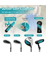 Givimo Junior Complete Golf Club Set for Kids with Rain Hood Right Hand Children Age 8-10 Years Old