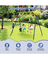 Givimo 4-in-1 660 lbs Heavy Duty Swing Set for Kids Aged 3-9 Years Old-Yellow
