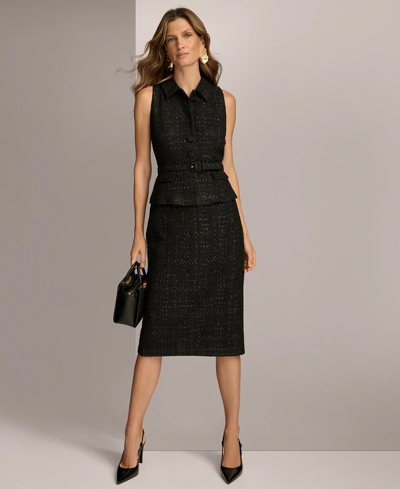 Donna Karan New York Women's Belted Sleeveless Sheath Dress