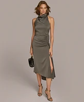 Donna Karan New York Women's Mock-Neck Ruched Asymmetrical Dress