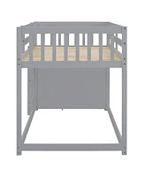 Twin Over Bunk Bed With 4 Drawers And 3 Shelves