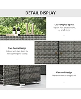 Rattan Wicker Freestanding Cabinet: Pool Toy & Towel Storage