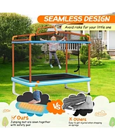 Sugift 6 Feet Rectangle Trampoline with Swing Horizontal Bar and Safety Net