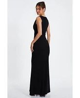 Quiz Women's Scuba Crepe Diamante Trim Fishtail Maxi Dress